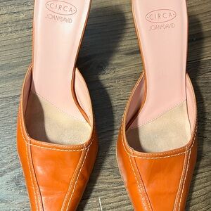 Joan & David Orange Leather Mules - Sz 8M - EUC